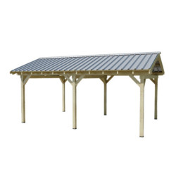 Habrita Carport Marron Bois massif 23.2m²