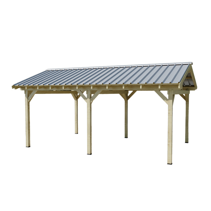 Habrita Carport Marron Bois massif 23.2m²