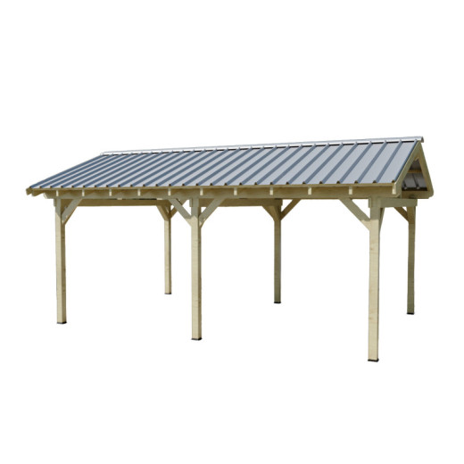 Habrita Carport Marron Bois massif 23.2m²