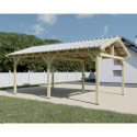 Habrita Carport Marron Bois massif 23.2m²