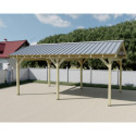 Habrita Carport Marron Bois massif 23.2m²