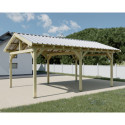 Habrita Carport Marron Bois massif 23.2m²
