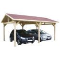 Habrita Carport Marron Bois massif 23.2m²