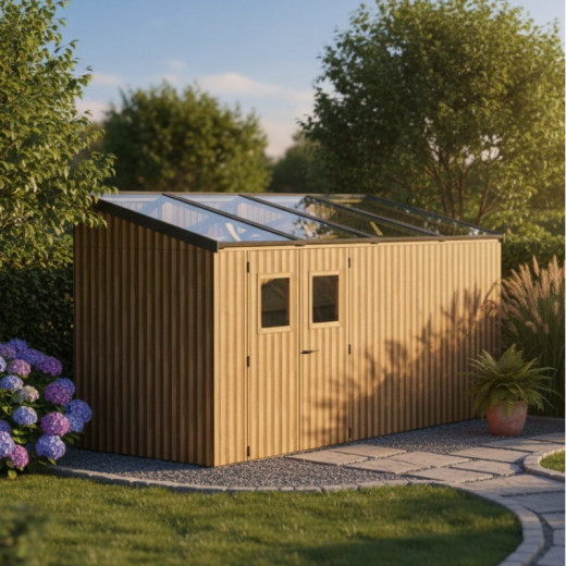 Habrita Abris de jardin en bois Marron Bois massif 8.61m²