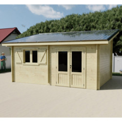 Habrita Abris de jardin en bois Marron Bois massif 16.70m²