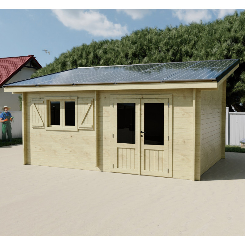 Habrita Abris de jardin en bois Marron Bois massif 16.70m²