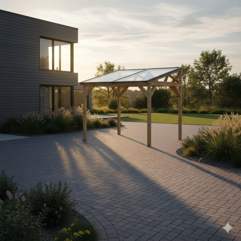Habrita Carport Marron Bois massif 4.2m²