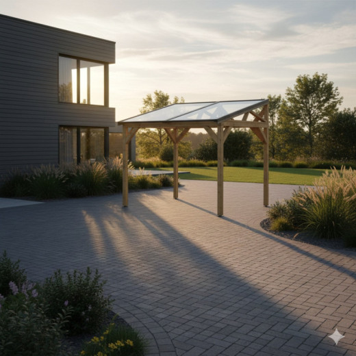 Habrita Carport Marron Bois massif 4.2m²