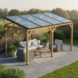 Habrita Carport Marron Bois massif 8.45m²