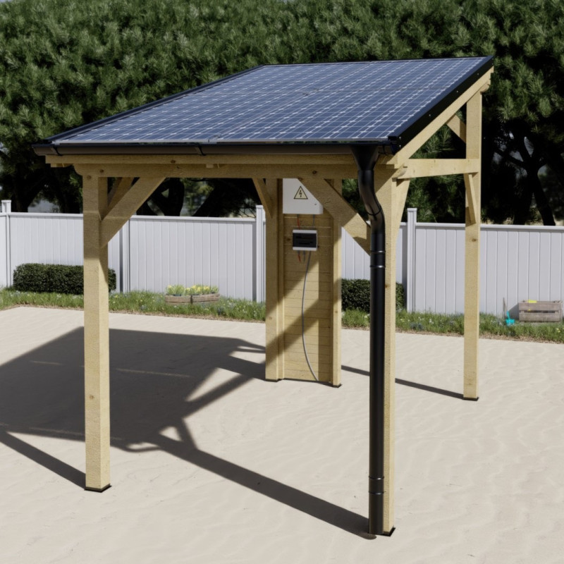 Habrita Carport Marron Bois massif 7.4m²