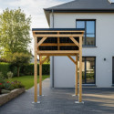 Habrita Carport Marron Bois massif 7.4m²