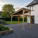Habrita Carport Marron Bois massif 7.4m²