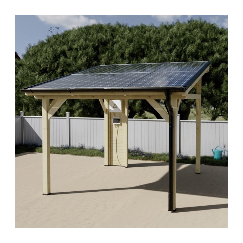 Habrita Carport Marron Bois massif 10.5m²