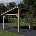 Habrita Carport Marron Bois massif 10.5m²