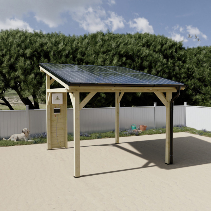Habrita Carport Marron Bois massif 12.2m²