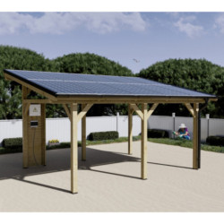 Habrita Carport Marron Bois massif 16m²