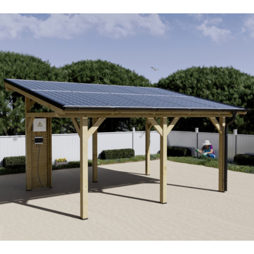 Habrita Carport Marron Bois massif 16m²