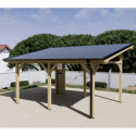Habrita Carport Marron Bois massif 16m²