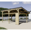Habrita Carport Marron Bois massif 19.5m²