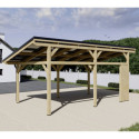 Habrita Carport Marron Bois massif 19.5m²