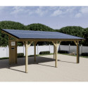 Habrita Carport Marron Bois massif 19.5m²