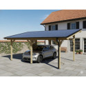 Habrita Carport Marron Bois massif 19.5m²