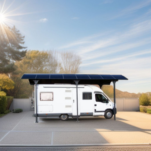 Habrita Carport Camping Car Gris Aluminium 27.5m²