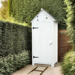Habrita Armoire de jardin Blanc Bois massif 0.41m²