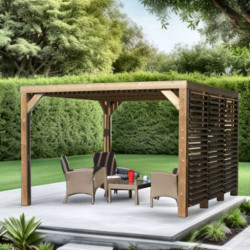 Habrita Tonnelles de jardin Marron Bois massif 10.67m²