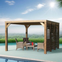Habrita Tonnelles de jardin Marron Bois massif 10.67m²