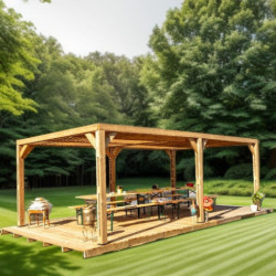 Habrita Tonnelles de jardin Marron Bois massif 21m²