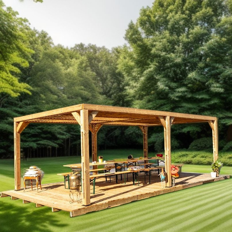 Habrita Tonnelles de jardin Marron Bois massif 21m²