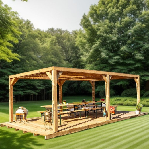Habrita Tonnelles de jardin Marron Bois massif 21m²