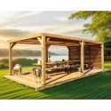 Habrita Tonnelles de jardin Marron Bois massif 21m²