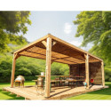 Habrita Tonnelles de jardin Marron Bois massif 21m²