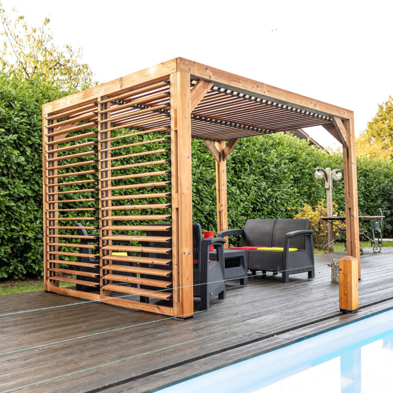 Habrita Tonnelles de jardin Marron Bois massif 7.3m²