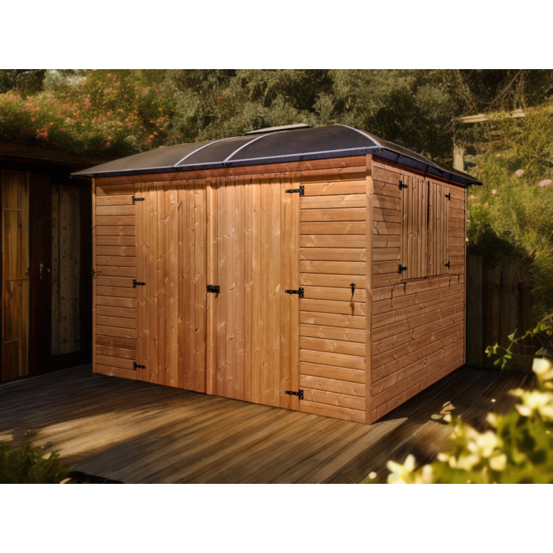 Habrita Tonnelles de jardin Gris Bois massif 10.80m²