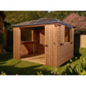 Habrita Tonnelles de jardin Gris Bois massif 10.80m²