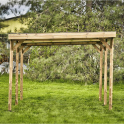 Habrita Carport Marron Bois massif 14.40m²