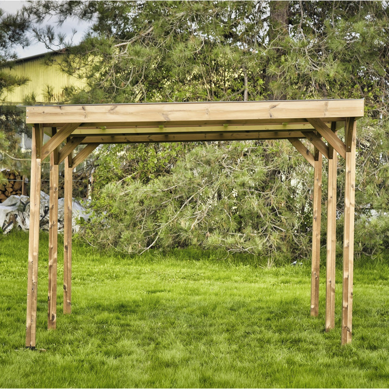 Habrita Carport Marron Bois massif 14.40m²