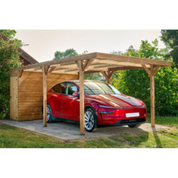 Habrita Carport Marron Bois massif 18.90m²