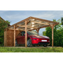 Habrita Carport Marron Bois massif 18.90m²