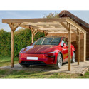 Habrita Carport Marron Bois massif 18.90m²