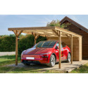 Habrita Carport Marron Bois massif 18.90m²