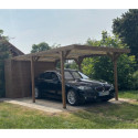 Habrita Carport Marron Bois massif 18.90m²