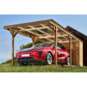 Habrita Carport Marron Bois massif 18.90m²