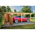 Habrita Carport Marron Bois massif 18.90m²