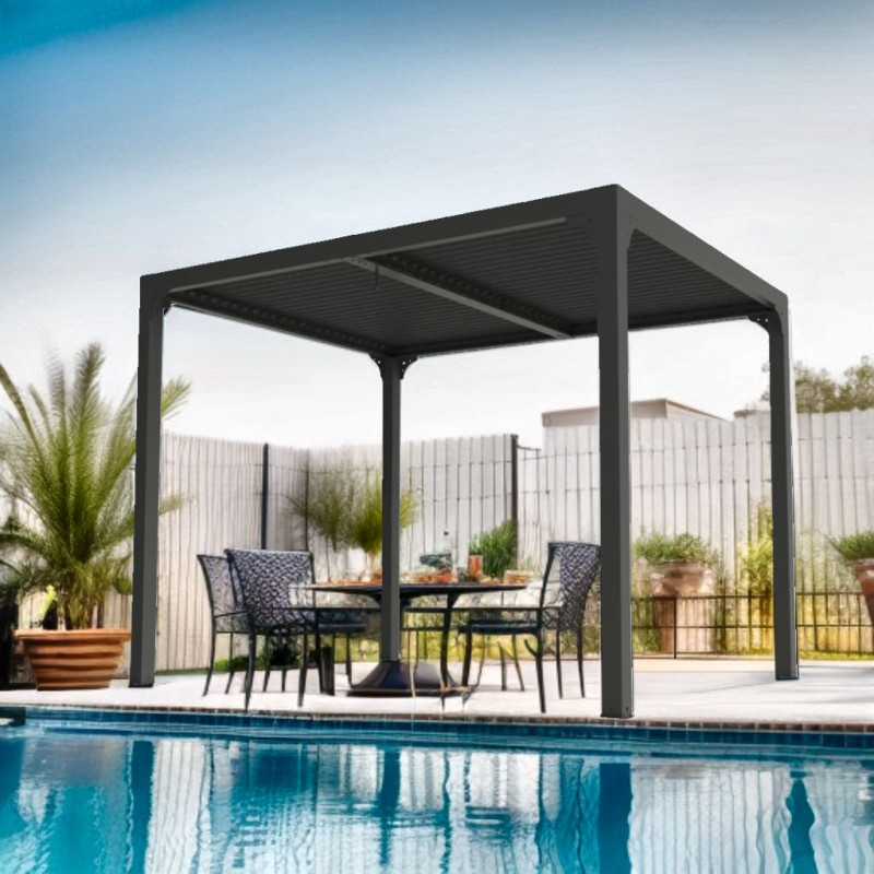 Habrita Pergolas bioclimatiques Gris Aluminium 7.2m²