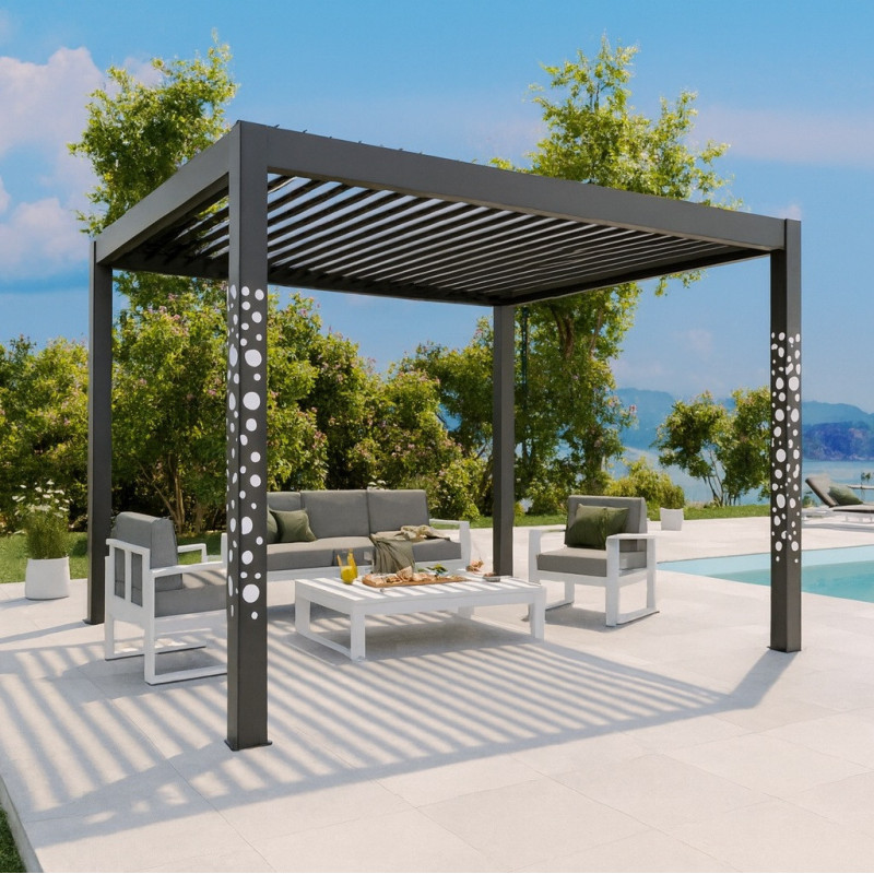 Habrita Pergolas bioclimatiques Gris Aluminium 11.9m²