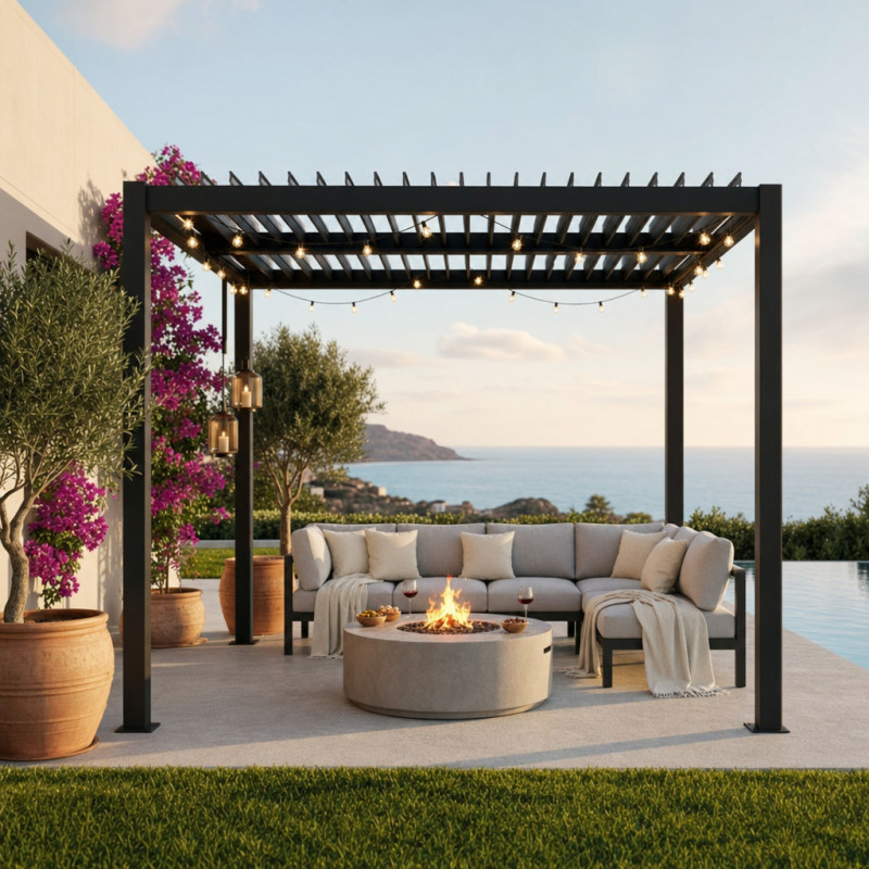 X-Metal Pergolas bioclimatiques Gris Aluminium 9m²